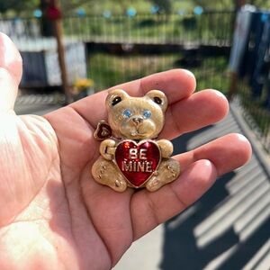 Monet Gold and Red Bear Pin